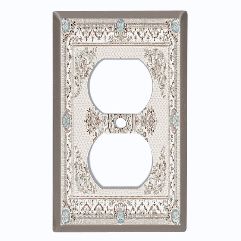 Couvercle de plaque d'interrupteur en métal; Fauteuil à bascule GFI de taille 3 US - image imprimée de damas floral