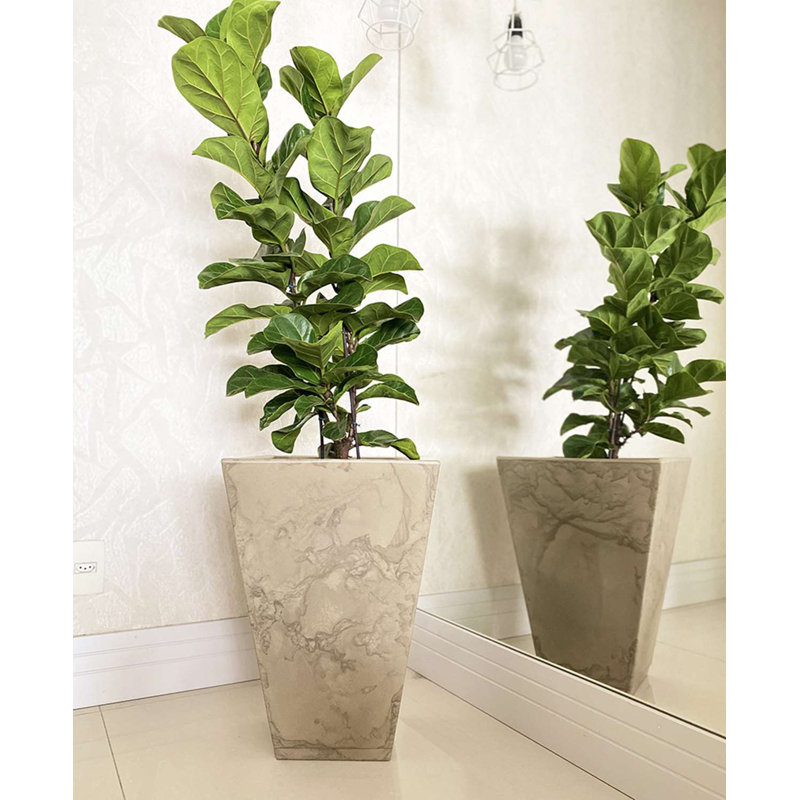 Pot à fleurs en résine Zurique, Beige, H 21,65 po x l 14,96 po x 14,96 po