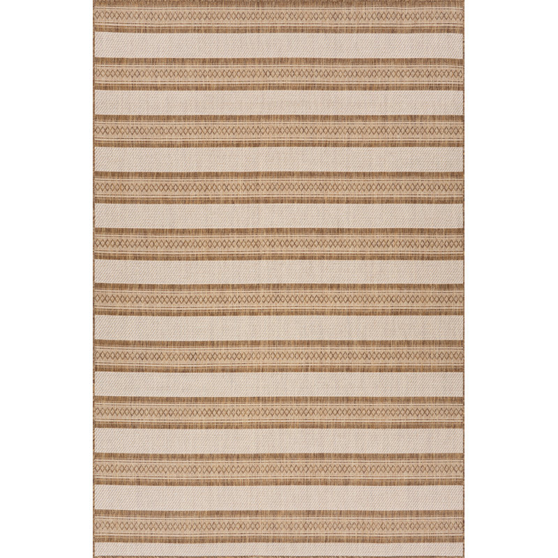  Riselia Indoor/Outdoor Abstract Area Rug, Brown, Rectangle 9'6" x 12'