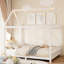 Lit en bois avec garde-corps et DEL, pleine grandeur, blanc-838912642