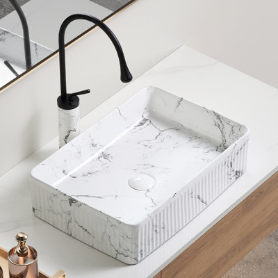 Lavabo vasque ovale, marbre noir et blanc, robinet de salle de bain en céramique en porcelaine, aérateur thermique, facile à nettoyer