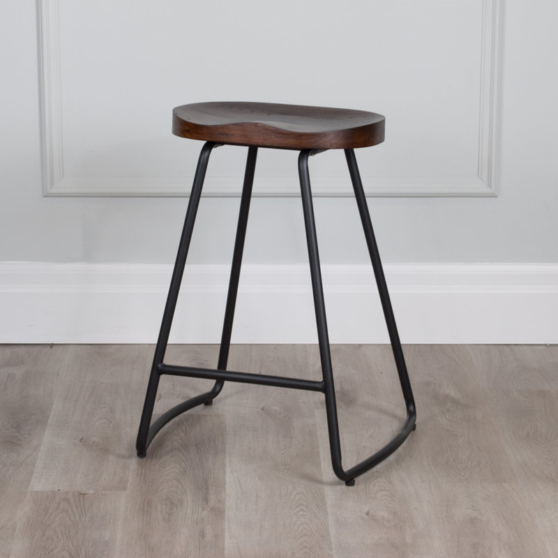 Marixza Counter Stool with Metal Frame, Dark Walnut