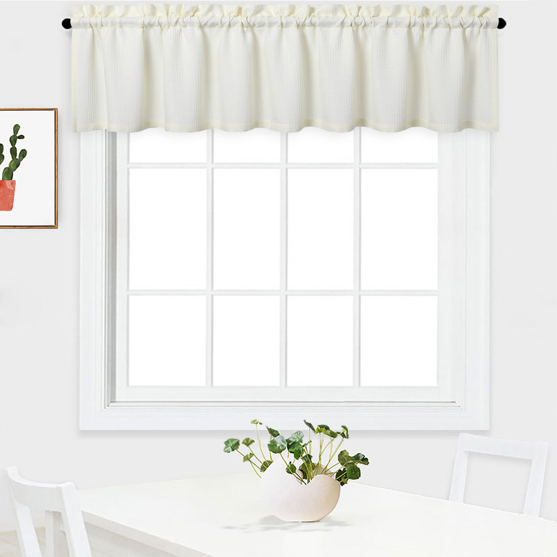 Waldmann Solid Colour Tailored Window Valance, Waffle Weave Ivory