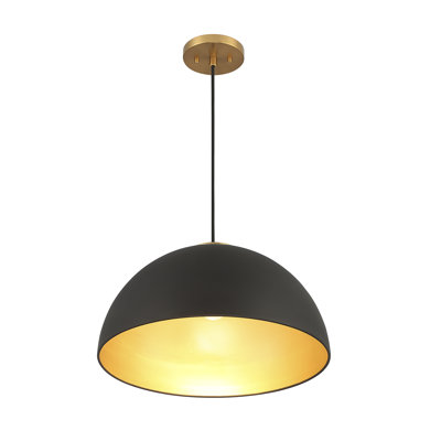 Luminaire à 1 lumière Meromian en noir mat avec laiton naturel