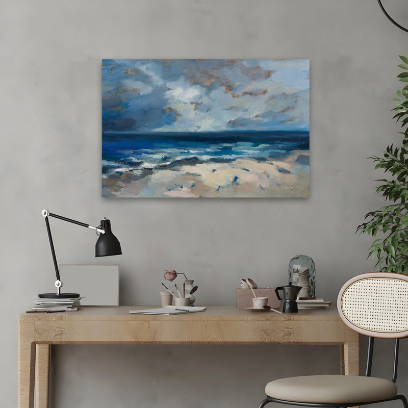 Bord de mer et plage avant la tempête, H 24 po x l 16 po