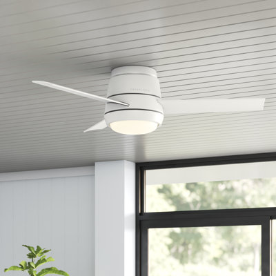 44" Commodus 3 - Blade LED Flush Mount Ceiling Fan with Wall Control and Light Kit Included