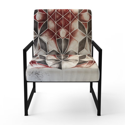 Fundamental Patterns Sacred Geometry V - Upholstered Contemporary Arm Chair, Beige Accent Chair