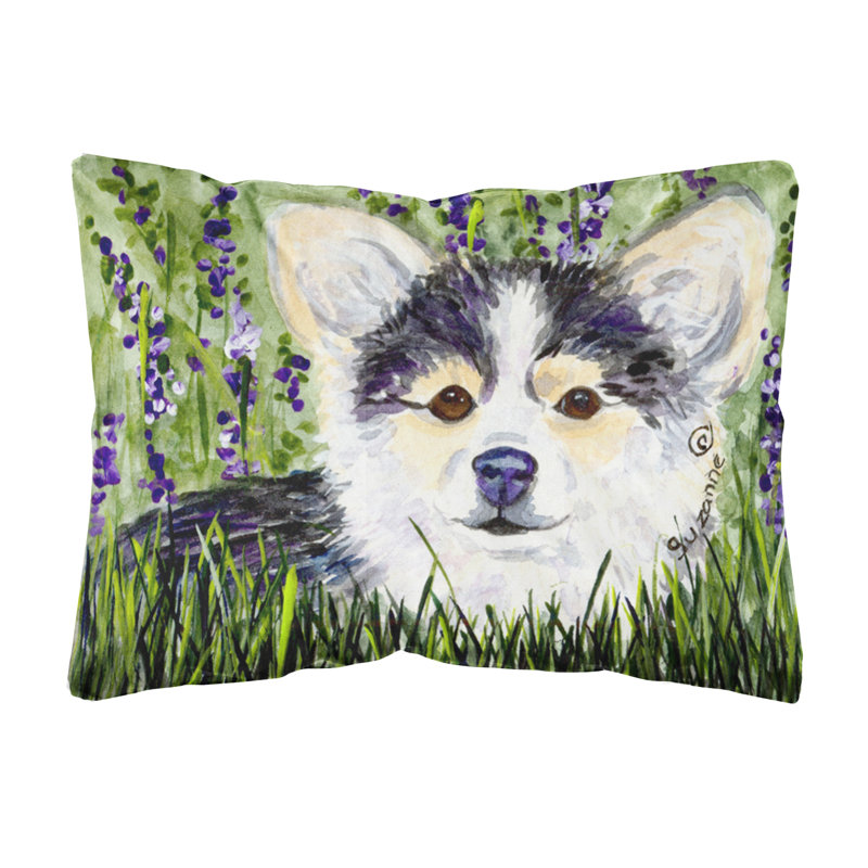 Coussin intérieur/extérieur vert/noir chihuahua