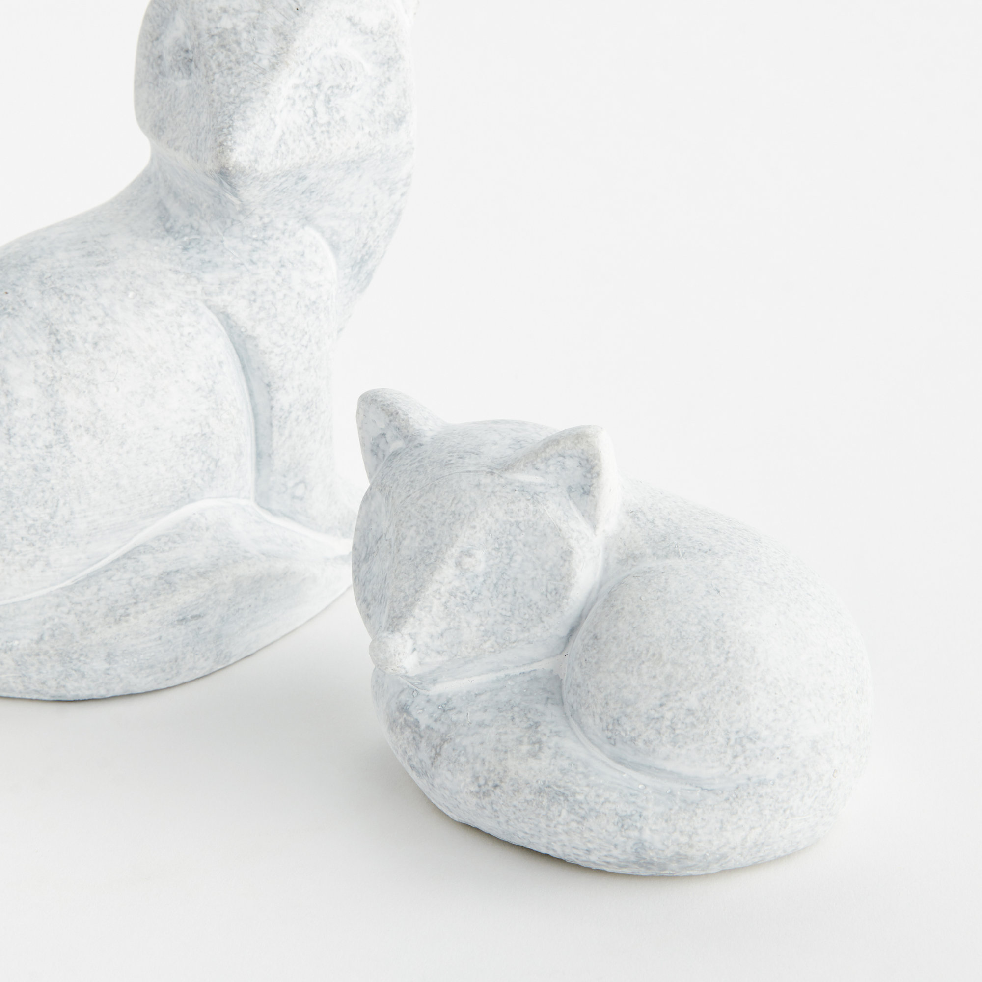 Whitewash Concrete Fox Garden Sculptures
