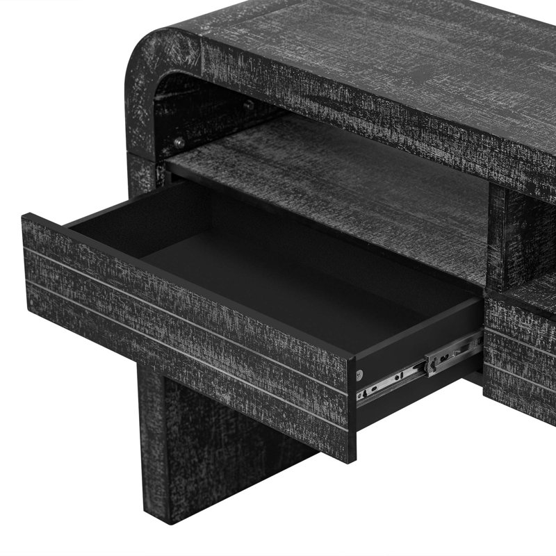 Table rétro avec 2 grands tiroirs Conosle, Noir antique