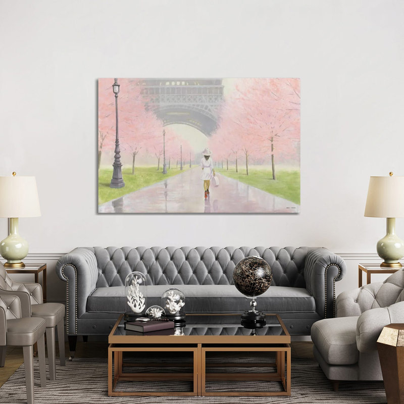 «Printemps a Paris I» par Marco Fabiano, peinture sur toile tendue, H 12 po x l 18 po x 1,5 po