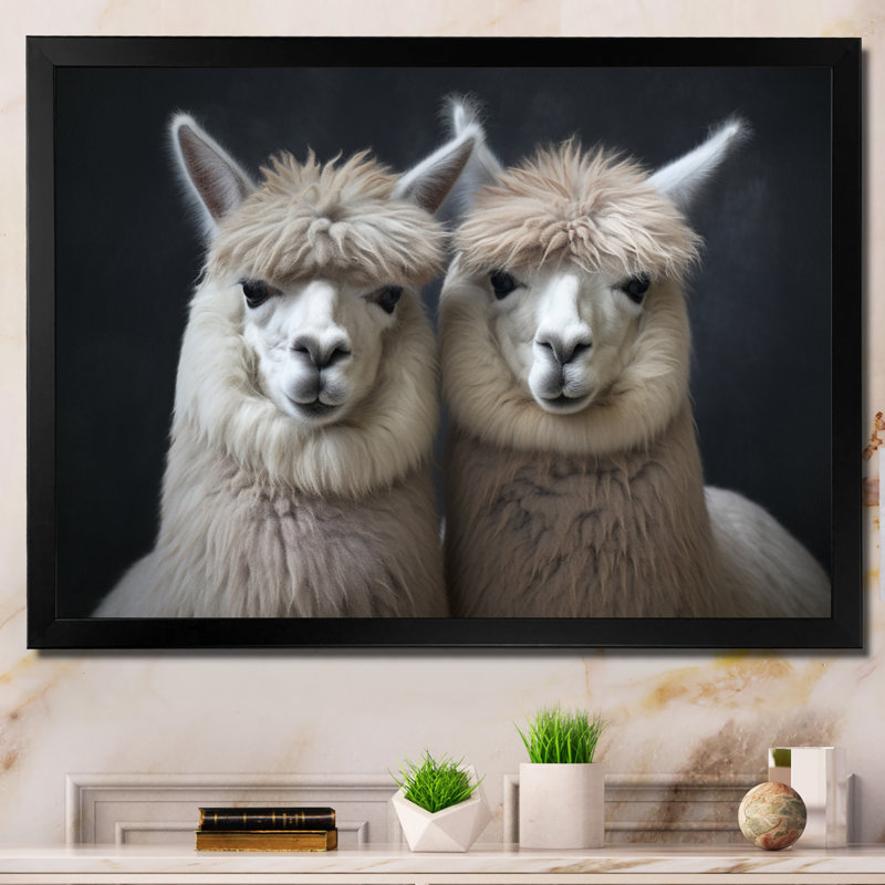 " Two Alcapas Graceful Guardians IV ", 30" H x 40" W x 1.5" D, Black Picture Framed