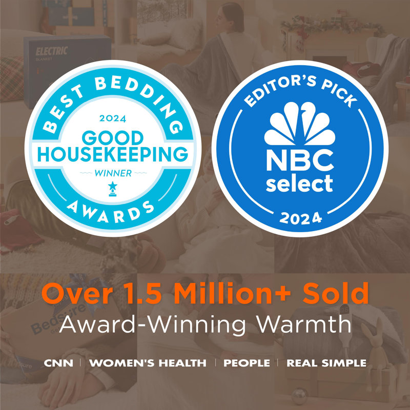 Cozy Winter Collection Electric Blanket - Dual Control Heated Blanket , Fast Heating with 10 Time Settings & 10 Heat Settings