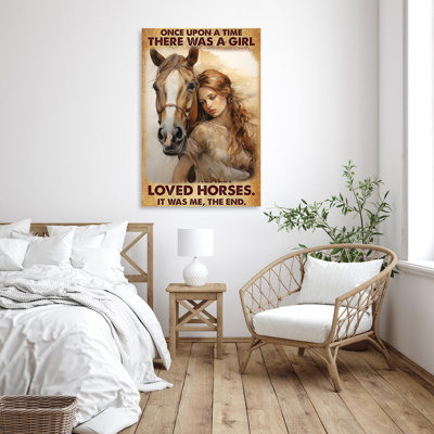 «A Girl Lived Horses», reproduction d'art graphique sur toile tendue 1 pièce | 0487