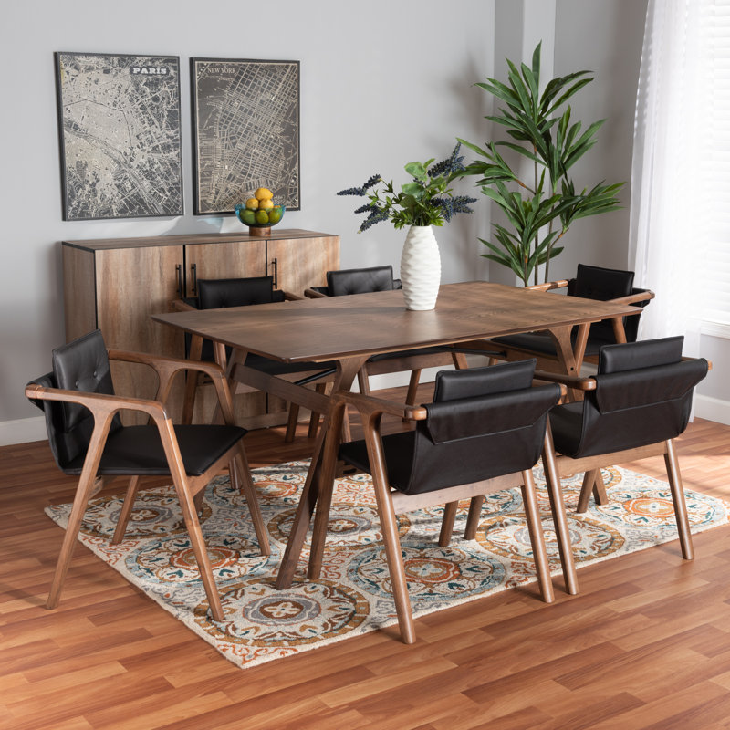 6 - Person Four Leg Dining Set, Black