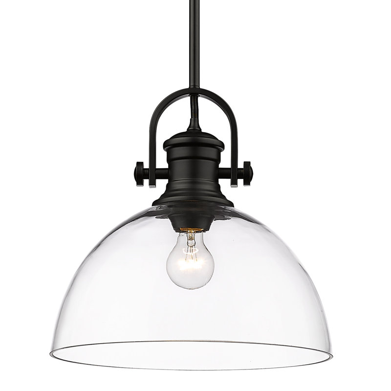 Bales 1-Light Dimmable Dome Pendant, Matte Black, Clear Glass