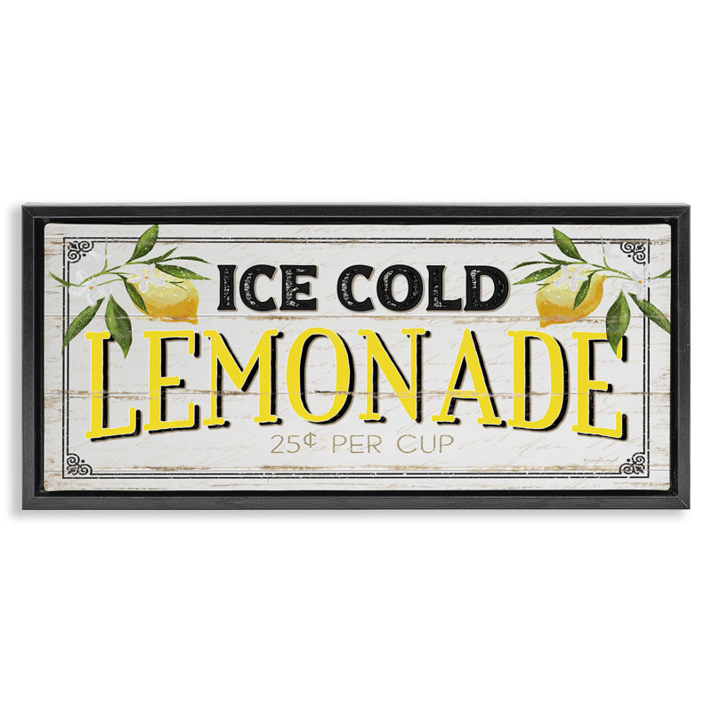 «Vintage Lemonade Stand», art mural encadré flottant sur toile par Jennifer Pugh, Cadre flottant noir de jais