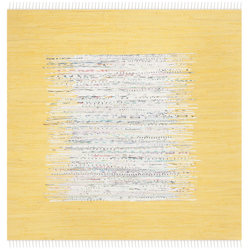 Tapis de couleur unie en coton tissé à la main Paynter, Carré 6 pi
