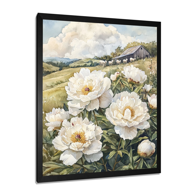 Bateson - impression sur toile florale, H 32 po x l 24 po, Noir, noir, noir, noir, Reproduction encadrée d'une seule photo