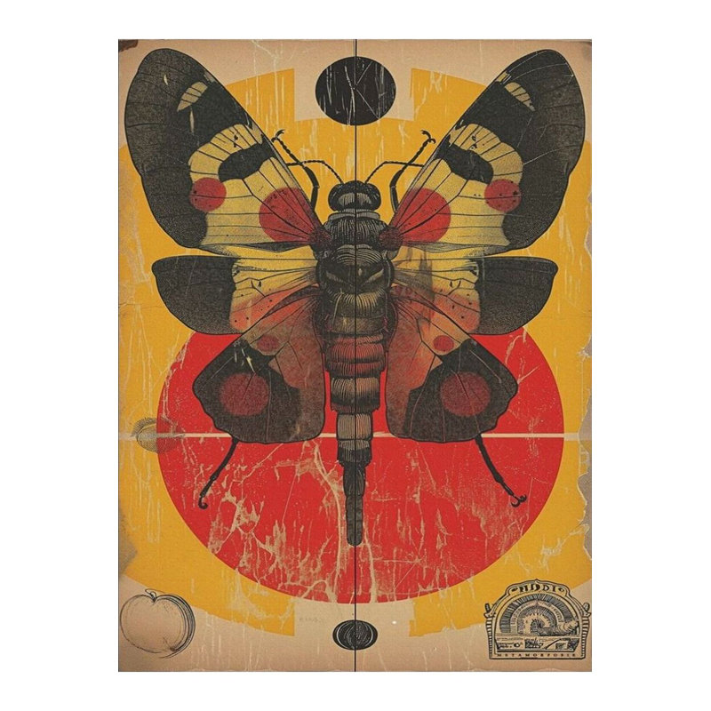 Multicolor Winged Bug Patterned Woven Base Modern Decorative Rug, Rectangle 3'3" x 4'11" Rug Pad Included