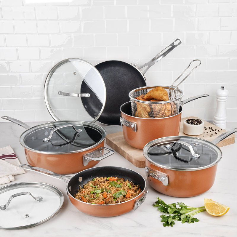 Copper and Black 10-Piece Nonstick Aluminum Cookware Set