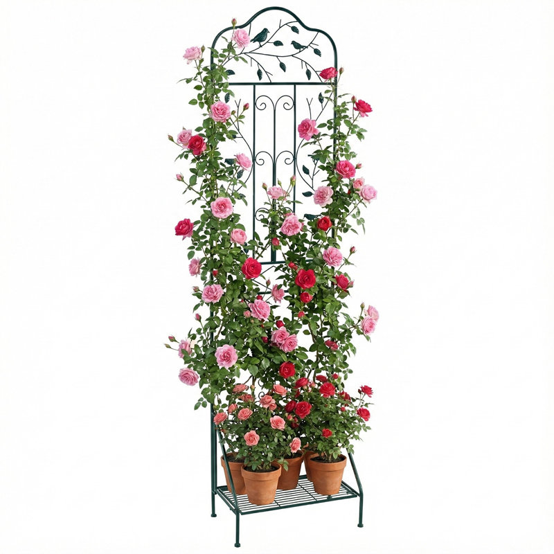190cm H x 50cm W Metal Gothic Trellis, Green