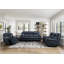 Fauteuil inclinable et pivotant moderne bleu, revêtement en similicuir respirant pour un confort et un style ultimes