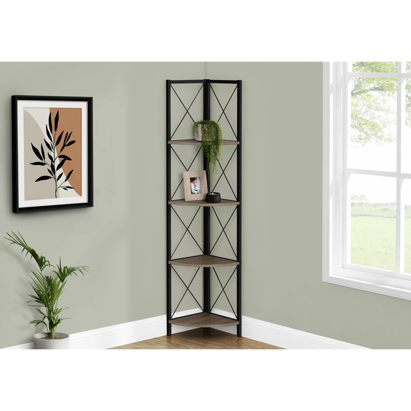 Bibliothèque contemporaine à 4 niveaux avec tablettes - Taupe et métal tendance pour le bureau