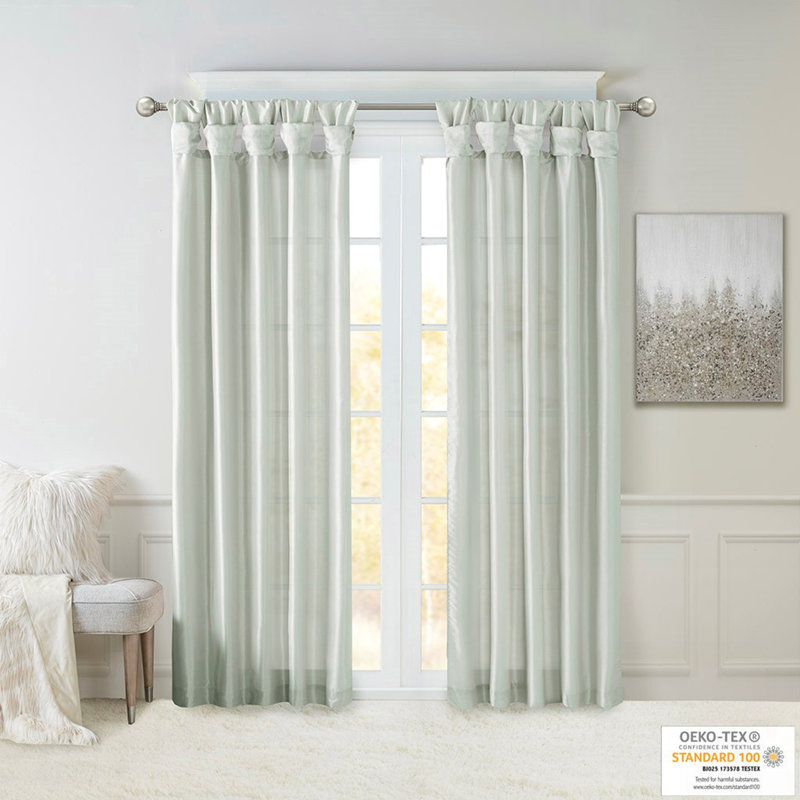 Twist Tab Lined Window Curtain Panel For Enhanced Privacy And Light Control, Dusty Aqua, 50" W x 84" L