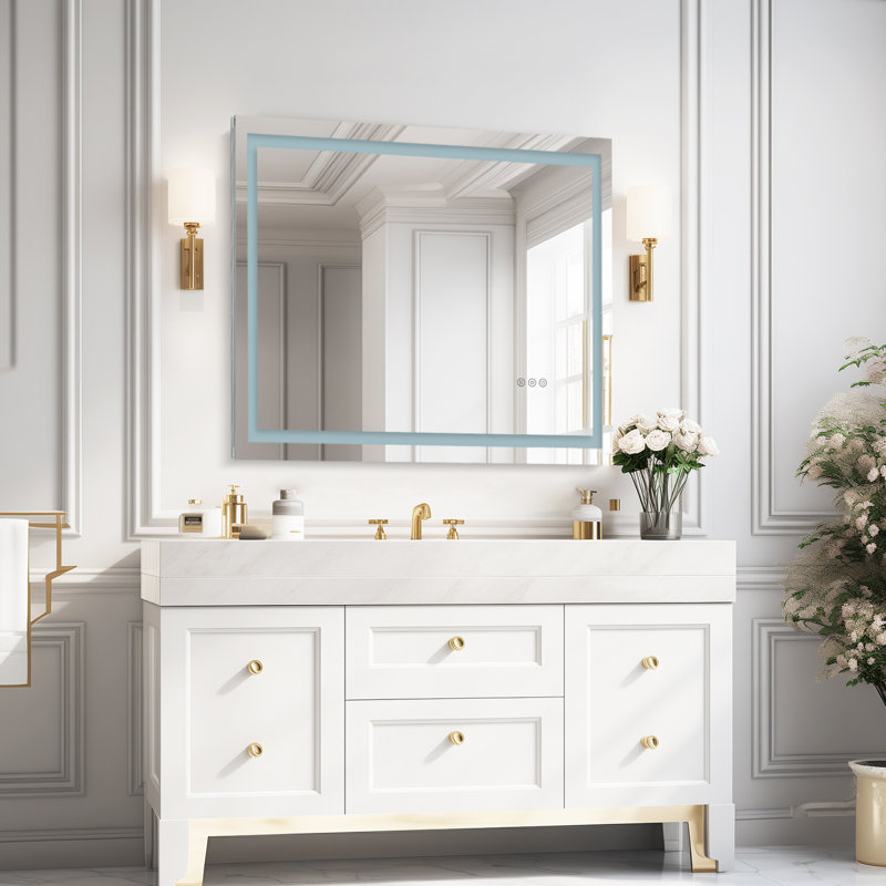 Frameless Led Bathroom Mirror,3 Colors Dimmable,anti-fog,memory Function,wall Mounted Lighted Vanity Mirror, 36" x 36"