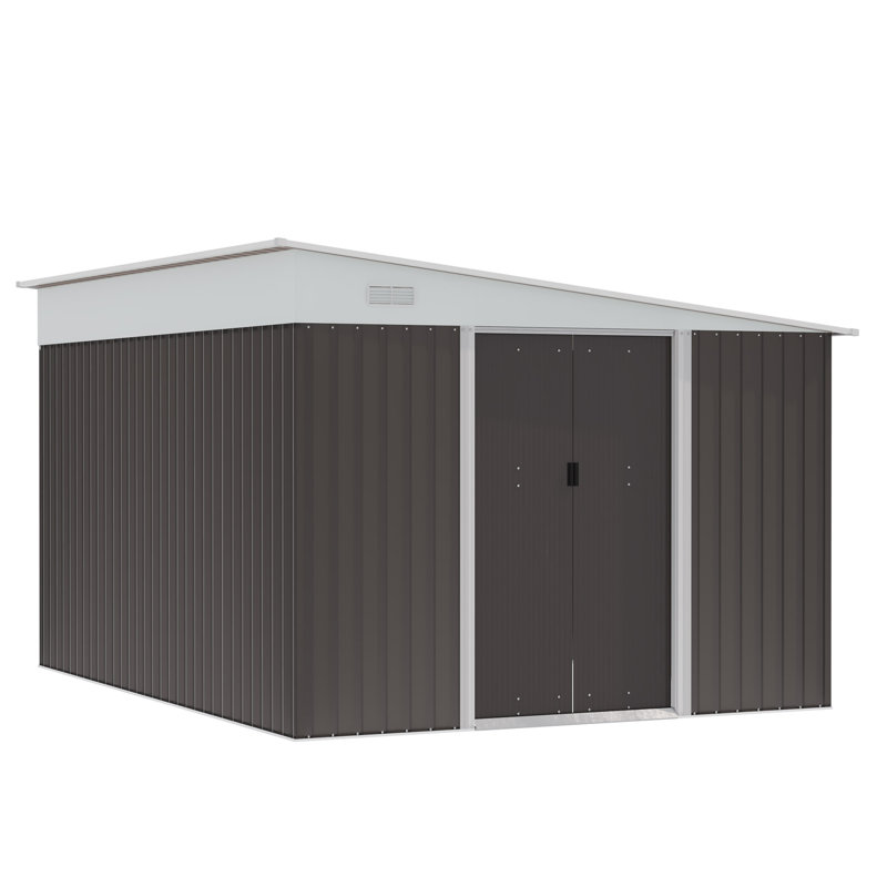 Aamilah 11 ft. 3 in. W x 9 ft. 2 in. D Metal Overlap Dome Tool Shed