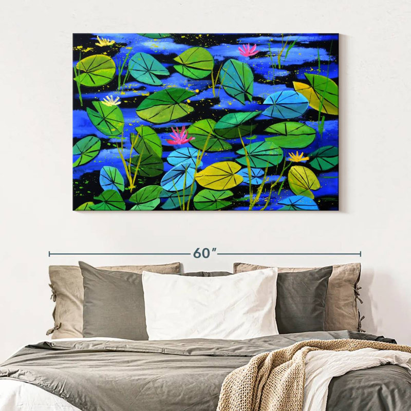 Harnek Pink Waterlilies, 34" H x 51" W