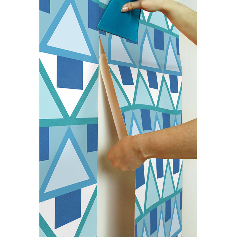 Papier peint adhésif gris Madaket, Bleu