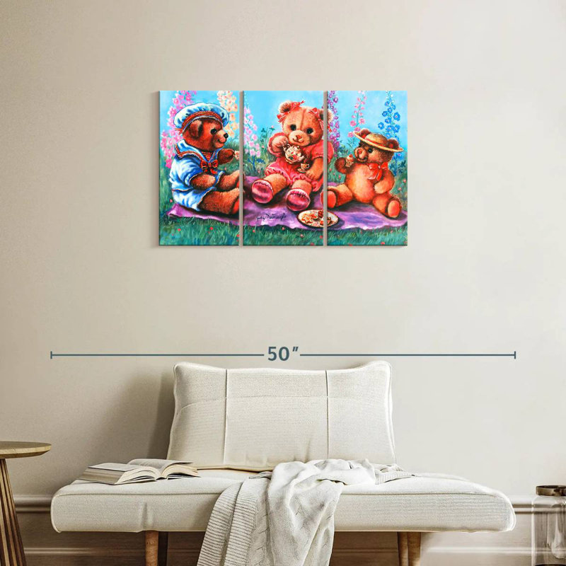 Ours en peluche pique-nique, H 20 po x l 33 po