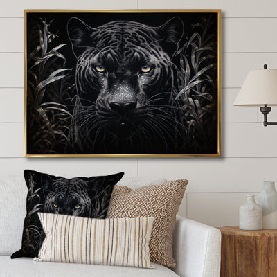 Black White Panther Nocturnal Majesty Scratchboard - Panther Framed Wall Art