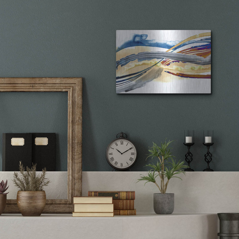 «Soundwaves II» par Grace Popp, verre d'art mural en métal, H 12 po x l 16 po