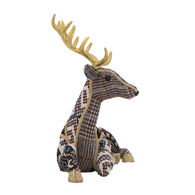 Cerf assis en mousse de velours