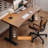 Brown Rectangular Hight adjustable Solid Wood desk-108431539
