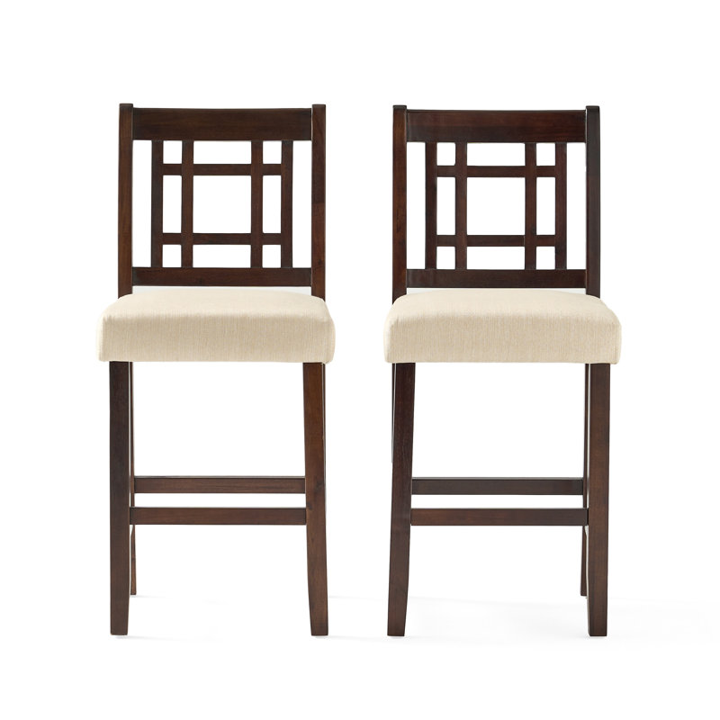 Imala Upholstered Counter Stool with Solid Wood Frame, Beige