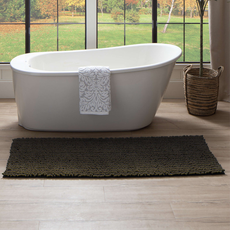 Tapis pour salle de bain Wagnon, L 24 po x L 60 po, Gris froid