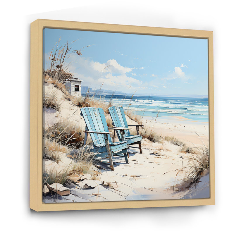 «Coastal Beach Charm Retreat II», reproduction sur toile, 16" H x 16" W, Cadre naturel flottant