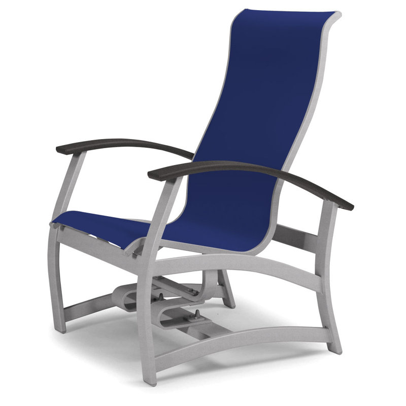 Askar Swivel Powder Coated Aluminum Outdoor Lounge Chair, Atlantis Royal Blue Sunbrella®, Classic Graphite P30