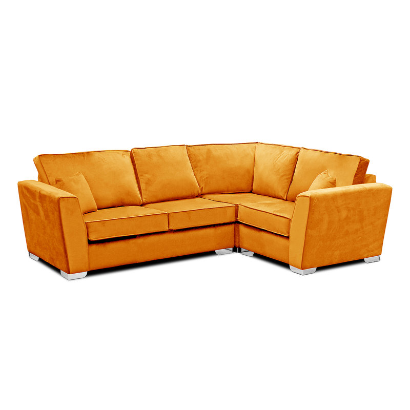 Quade 4 Seater Velvet Corner Sofa , Right Hand Facing, Burnt Orange