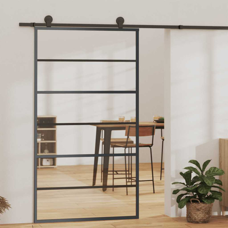 80.7'' Glass without Installation Hardware Kit Barn Door, 40.2" x 80.7"