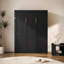 Grand lit escamotable mural, cadre de lit noir et peu encombrant pour chambre à coucher, chambre d'amis, bureau à domicile