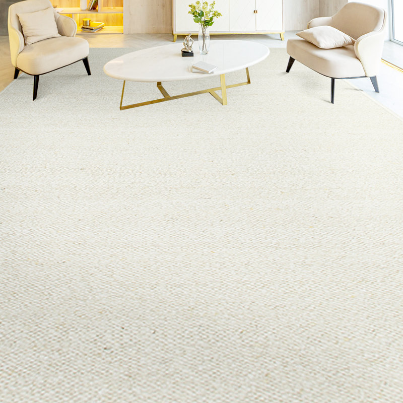 Tapis ivoire en laine noué à la main, Rectangle 6 pi x 9 pi