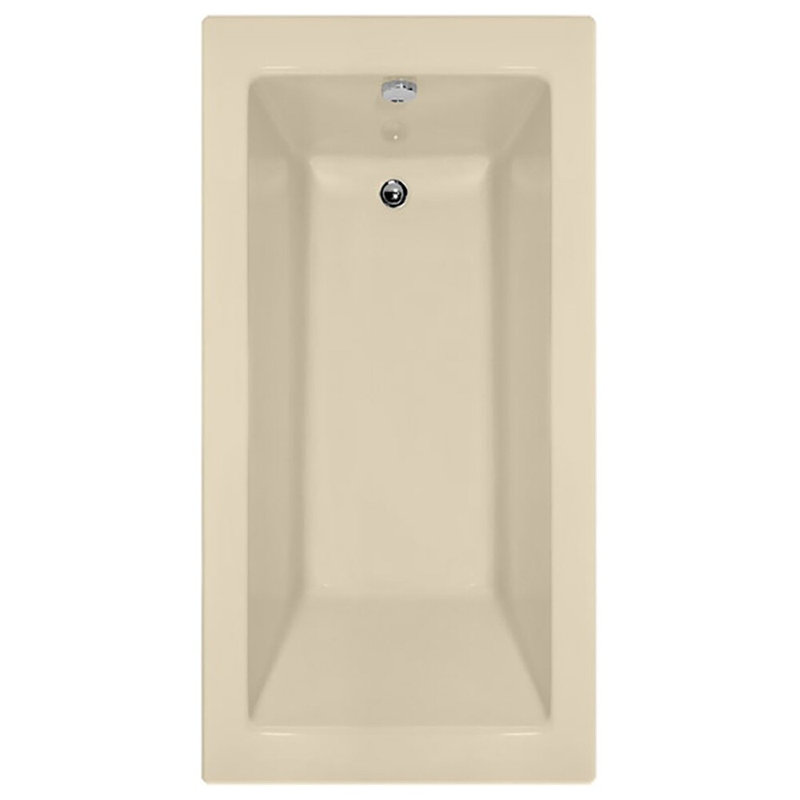 Designer Sydney 60" x 30" Alcove Soaking Acrylic Bathtub, Bone, Left, Polished Chrome