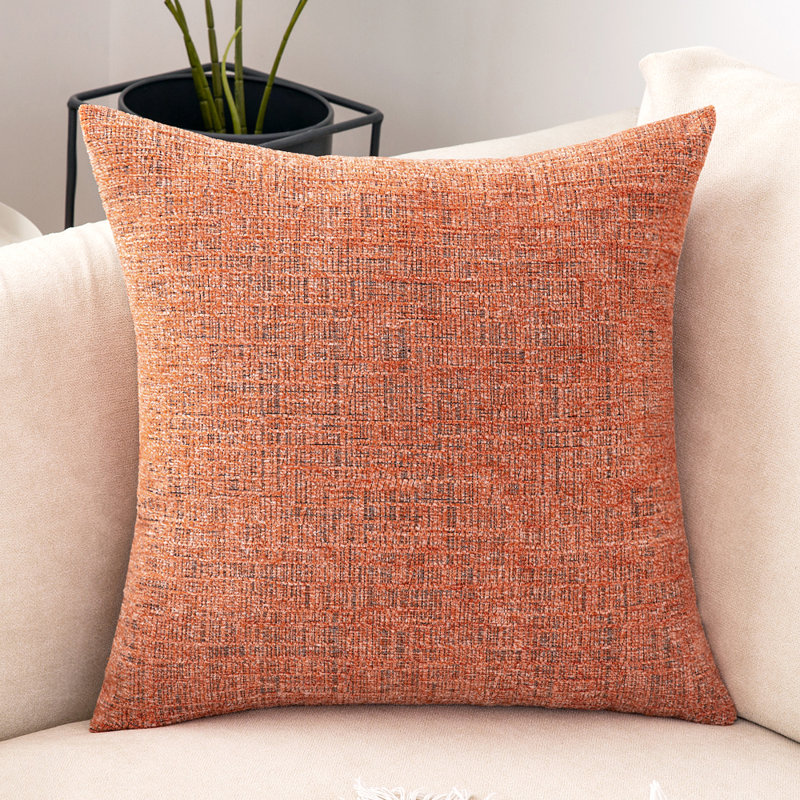 Coussin en chenille, Orange, H 20 po x l 20 po x P 1 po, Housse de coussin seulement - sans coussin