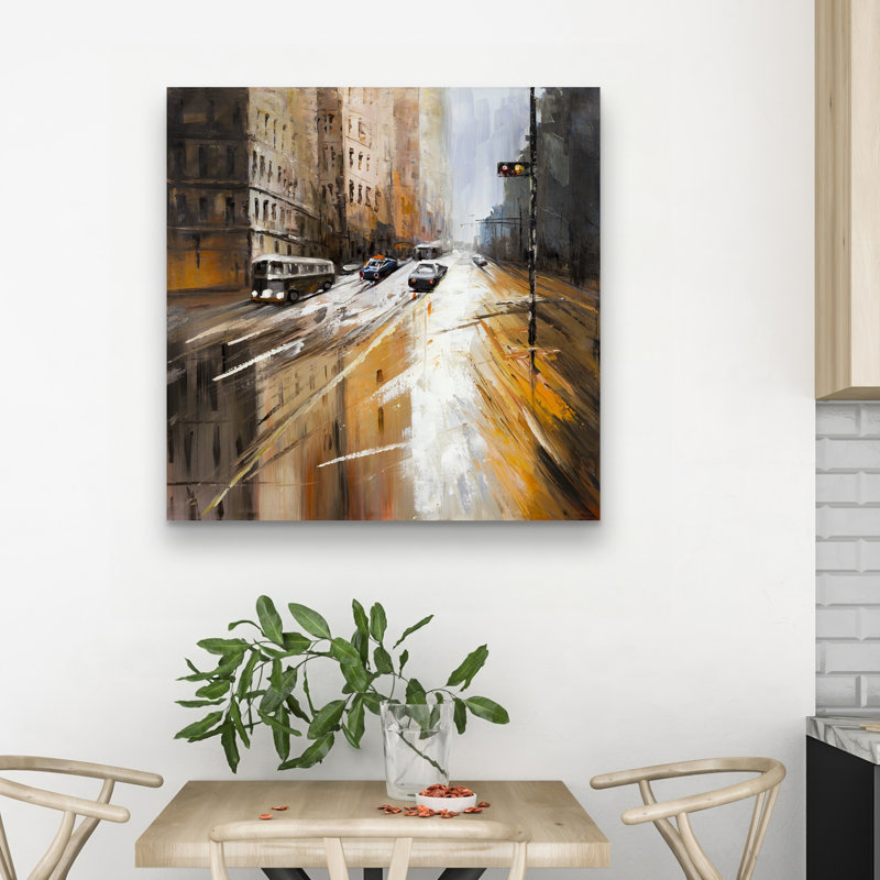 Abstract city street - 32"x32" art on canvas
