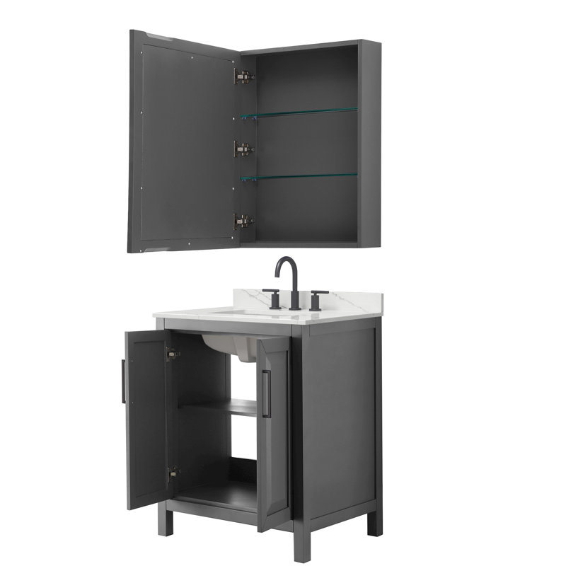 Daria 30'' W Vanity, Matte Black, Gray, Giotto Quartz